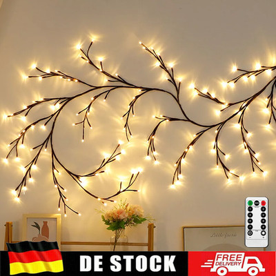 Lighted Willow Vine Lights Bedroom Home Christmas Tree Light Wall Decor Timer DE