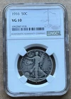 1916 50C NGC VG 10 1916 WALKING LIBERTY HALF DOLLAR SEMI-KEY DATE