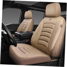 3D Foam PU Leather Car Seat Covers, Universal Seat Two Front All Beige Front