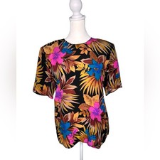 Christie  Jill Vintage floral 100 silk blouse