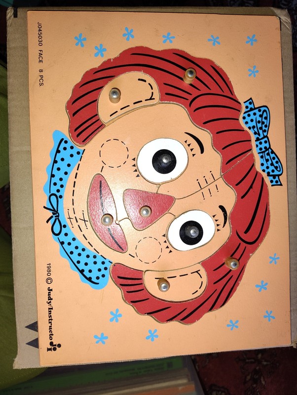 1980 JUDY Instructor VINTAGE WOODEN PUZZLE Raggedy Ann 8 PCS GUC! Complete