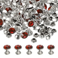 8mm Leather Rivets, 70 Sets Rhinestone Studs Rivet, Dark Purple Silver Tone