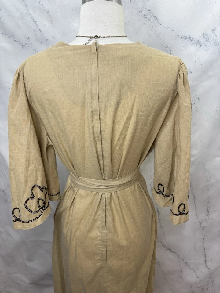 Vestido camponês vintage L anos 60 anos 70 hippie boho cigano cottagecore maxi bordado - Imagem 4 de 4