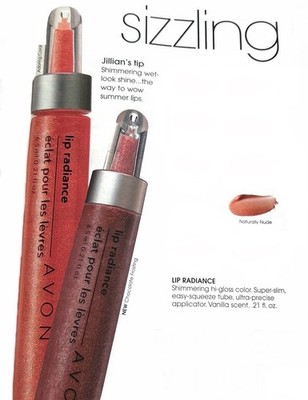 2 Avon LIP RADIANCE NATURALLY NUDE Shimmer HI Lip Gloss Vanilla Scent NOS Sealed