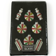 Peppermint Candy Christmas Ornament Red Green Striped Holiday Decor 8 In Box