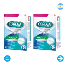 Corega - Limpiador De Prótesis Dentales y Aparatos Removibles 30 Unid X2 Unid