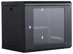 Armadio Rack da Parete 9U 19" 53 x 40 x 45cm Vetro e Chiave per Rete Switch DVR