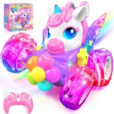 Glow in the Dark Unicorn RC Car - 360 Stunt Remote Control Toy for Girls 3-10