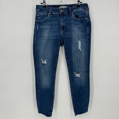 Mavi Jeans Co Adriana Mid Rise Super Skinny Ankle Jeans Distressed Blue size 30