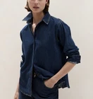 The White Company Relaxed Denim Boyfriend Shirt Size XSmall In Dark Indigo New