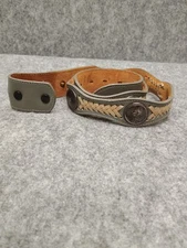 Nocona Boot Company Belt for Buckle Leather Gray Men's 34 Medallions Braid USA