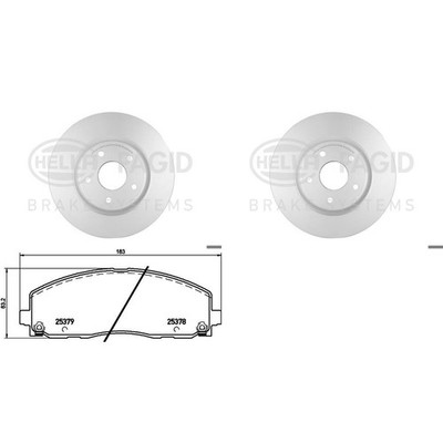HELLA BREMSSCHEIBEN + BELÄGE VORNE passend für FIAT FREEMONT + CHRYSLER VOYAGER