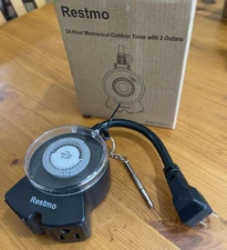 Restmo 24-Hour Waterproof Plug-In Outdoor Timer