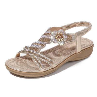 Damen Sandalen Absatz Blumen Sandaletten Glitzer Riemchen Schuhe Sommerschuhe DE