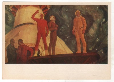 1984 COSMOS SPACE Cosmonauts before the flight OLD Soviet Russian Postcard