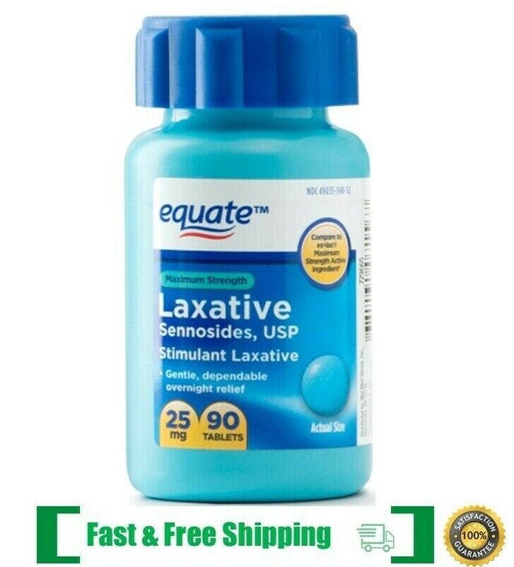 Equate Maximum Strength Sennosides USP Laxative Tablets 25 mg 90 CT Exp 06/2023
