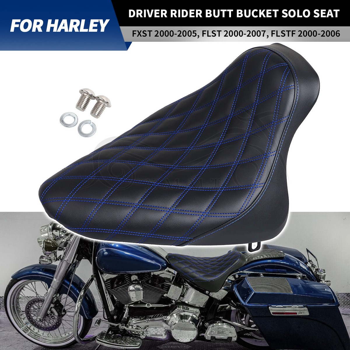 Diamond Driver Rider Solo Seat For Harley Fat Boy Softail Springer