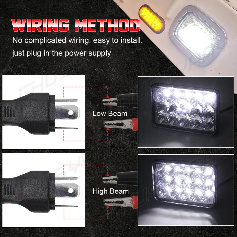 4x6" inch Motorcycle LED Headlight Hi-Lo Beam DRL For Honda XR250L XR650L XR650R - Image 3 of 4
