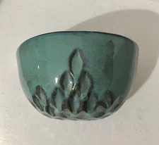 Pottery Planter, Wall Mounted, MCM, Teal Green