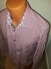Medium/Large Mens Hugo BOSS Dress Shirt Purple White Gingham Check ..