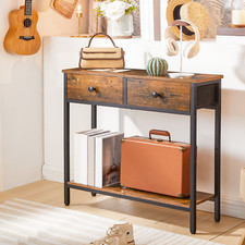 HOOBRO Console Table with 2 Non-woven Drawers Hallway Table Small Side Table