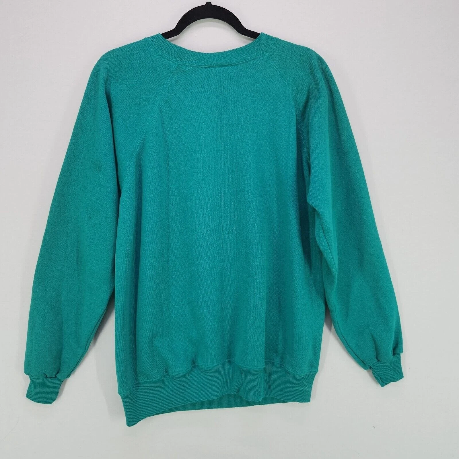 Vintage Unique Ugly Christmas Sweater Large Teal Classic Santa Claus Pullover