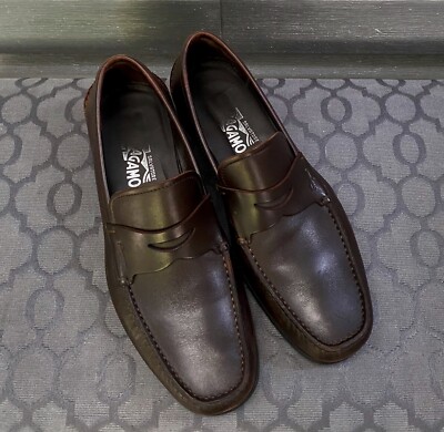 Salvatore Ferragamo Brown Leather Penny Loafers with Gold Hardware Salvatore Ferragamo Brown Leather Penny Loafers Dress Shoes  main image 3