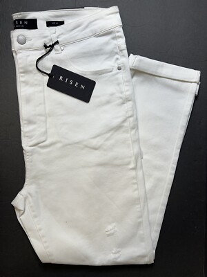 Risen Distressed Ankle Color Skinny Jeans in White Denim Size 1XL New With Tags