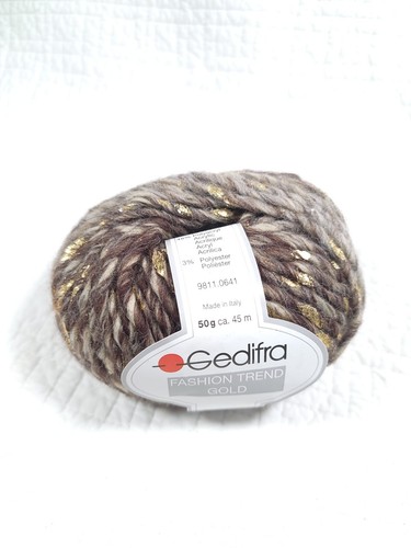 1 Knäuel Gedifra Metallic Wolle Garn Knäuel braun gold hellbraun Mischung 5013 - Bild 8 von 9
