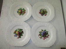 Vintage Lord Nelson Pottery England Set of 4 Plates, Fruit Theme, GUC