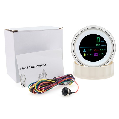 85mm Boat 6 in 1 Tachometer with Fuel Level Water Temp Oil Pressure Voltmeter - Picture 12 of 12