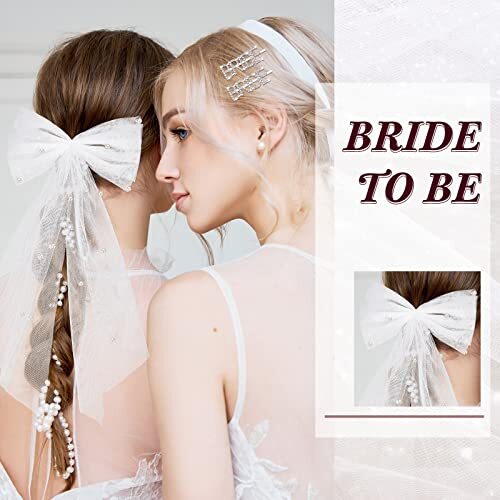 3 Pcs Bachelorette Party Decorations Bridal Pearl White Hair  display picture 2