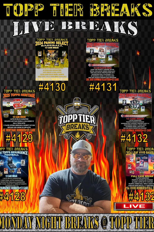 MONDAY BASEBALL NIGHT CASE BREAKS @ TOPP TIER WITH JAMES ON EBAY LIVE!!