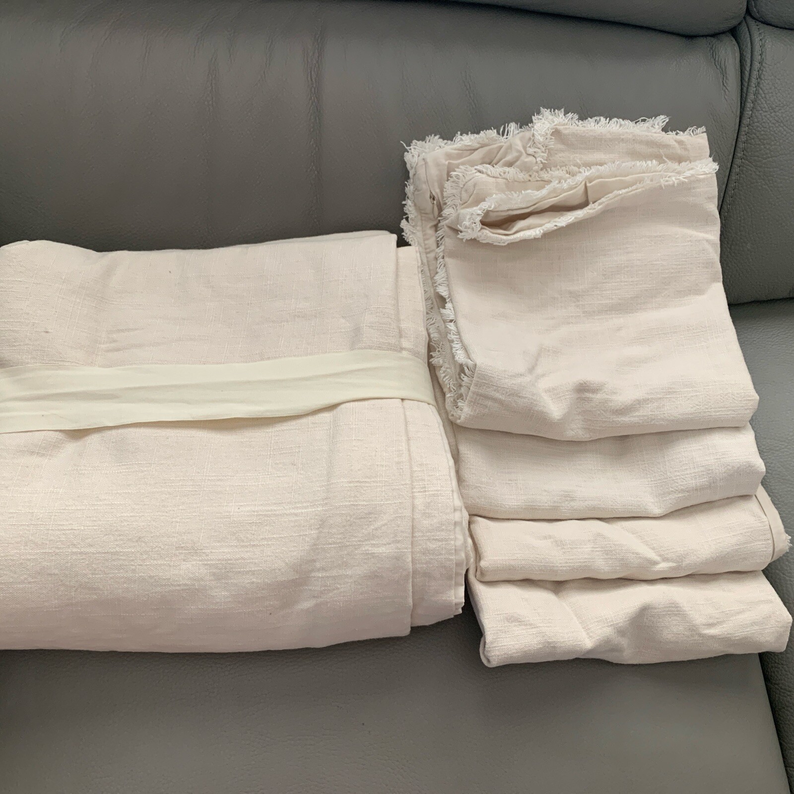 キング5ピースCasalunaヘビー級リネンブレンド布団セットナチュラル