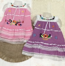 Girl's Dress Assorted Colors Embroidered Traditional Style 100 Cotton 0m-10y
