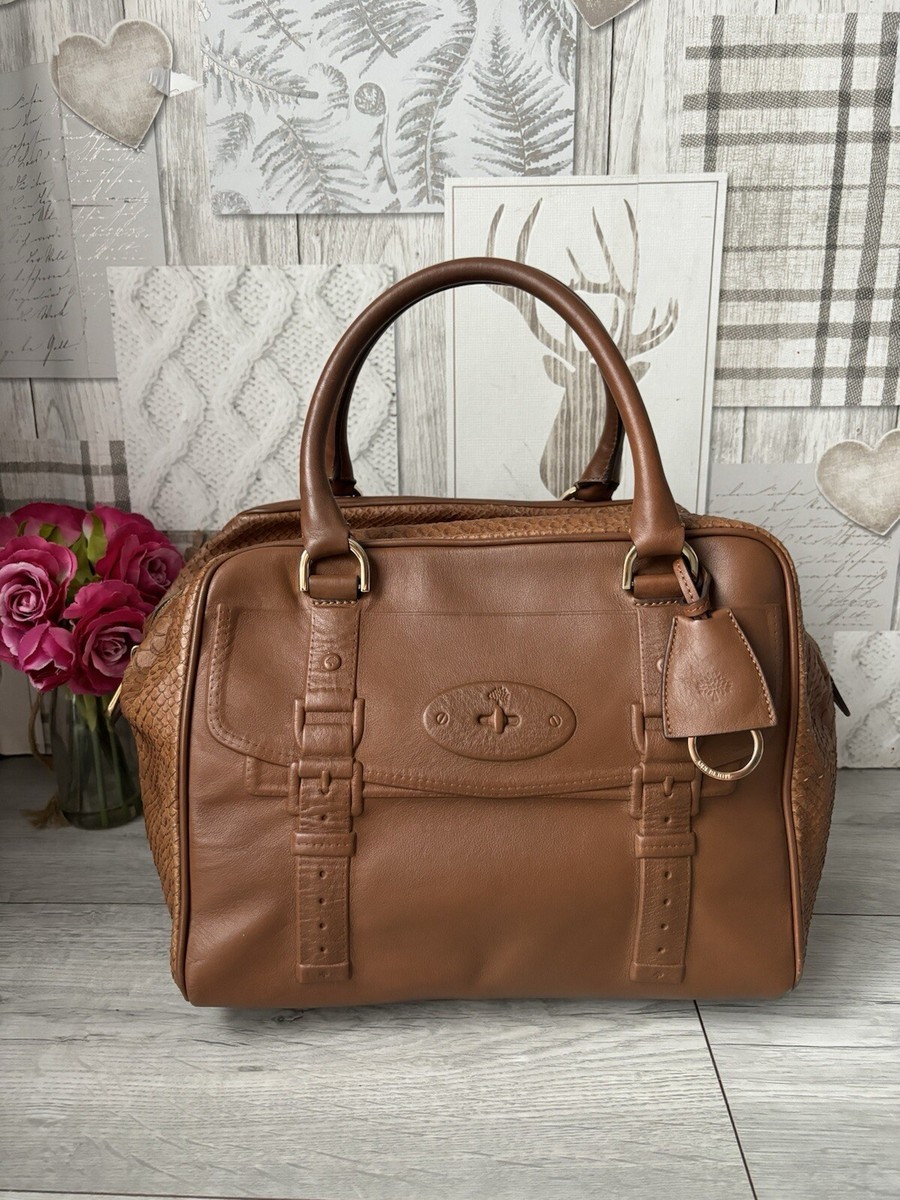 NK44 マルベリー Mulberry Maisie Clipper ボストンバッグ　ハンドバッグ ボア レザー ダークネイビー