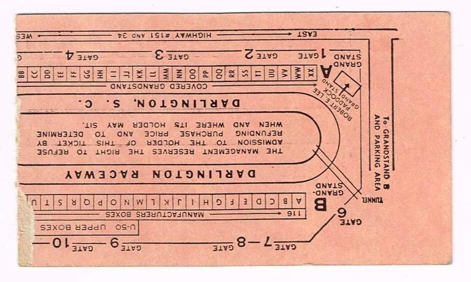 1964 Southern 500 ticket Stub Buck Baker Winner Rare VHTF - Image 2 of 2