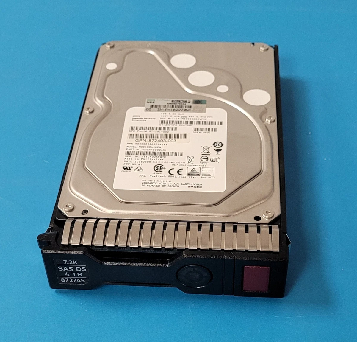 HPE 872745-001 4TB 7.2K 12G 3.5in SAS Hard Drive MB4000JWFVP 