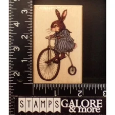 Uptown Rubber Stamps HOLLY POND HILL G13021 OLIVER'S BIKE BUNNY RIDING #W11