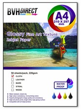 Canvas Glossy Fine Art texture effect paper 50 Sheet 220GSM arts crafts printing