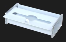 Vintage MCM WHITE CLEAR lucite facial TISSUE HOLDER dispenser box SLIDING LID