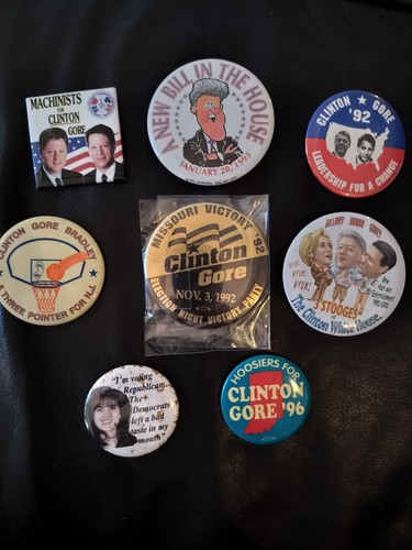 Bill Clinton/Al Gore Themed Buttons (Pro And Anti) 8 Political Pinback Buttons