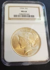 1924 NGC MS64 90% Silver Peace Dollar. NICE Uncirculated. Free, Fast Shipping!