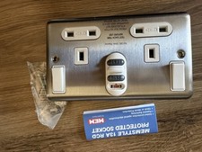 Image of ELECTRIC 13amp METAL RCD PROTECTED DOUBLE SOCKET