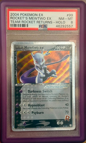 Rocket's Mewtwo ex graded PSA 8 for sale on eBay