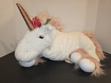 Folkmanis Unicorn with Music Box Hand Puppet Wind Up Tail Flowers Enchanted 20"