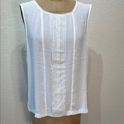 Sofie Max Women's XL White Lace Detail Round Neck Sleeveless Top NWT