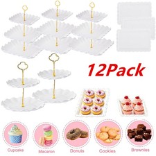 12 Pack Cake Stand Set Plastic Dessert Table Display Holder With Trays for Party