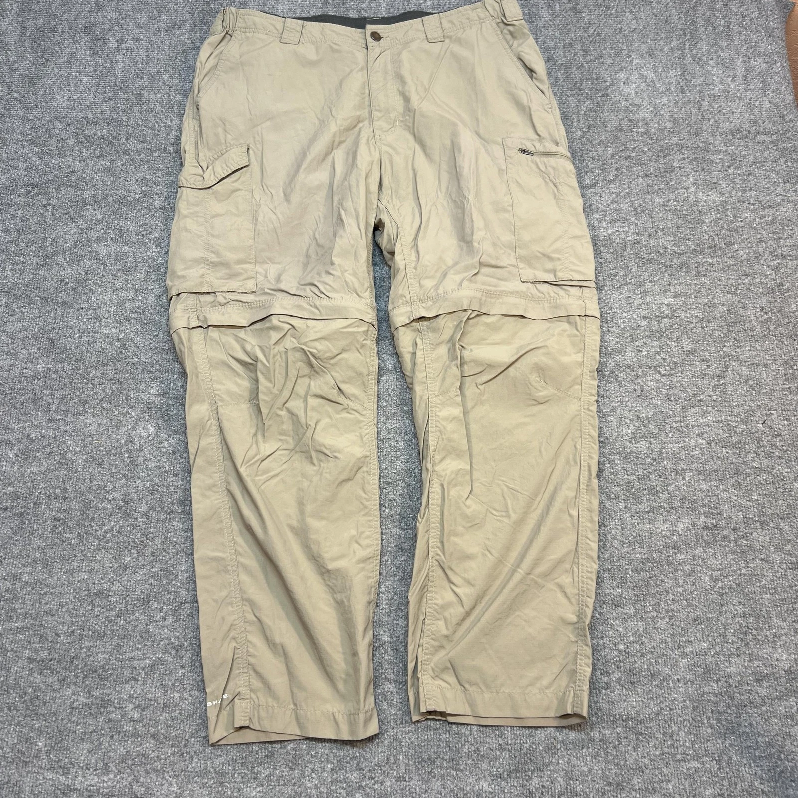 Columbia Pants Mens 40x30 Beige Convertible Cargo Lightweight Hiking Outdoor
