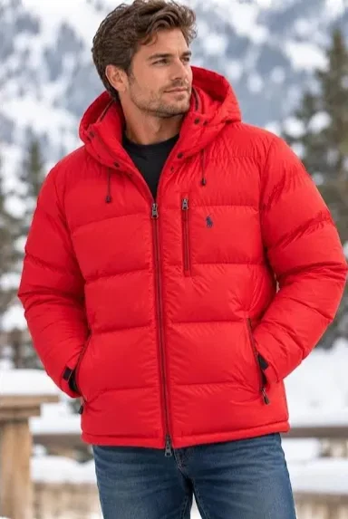 NWOT Polo Ralph Lauren Men's Puffer Jacket Red Size 4xb Blue Horse $398 Retail image 1